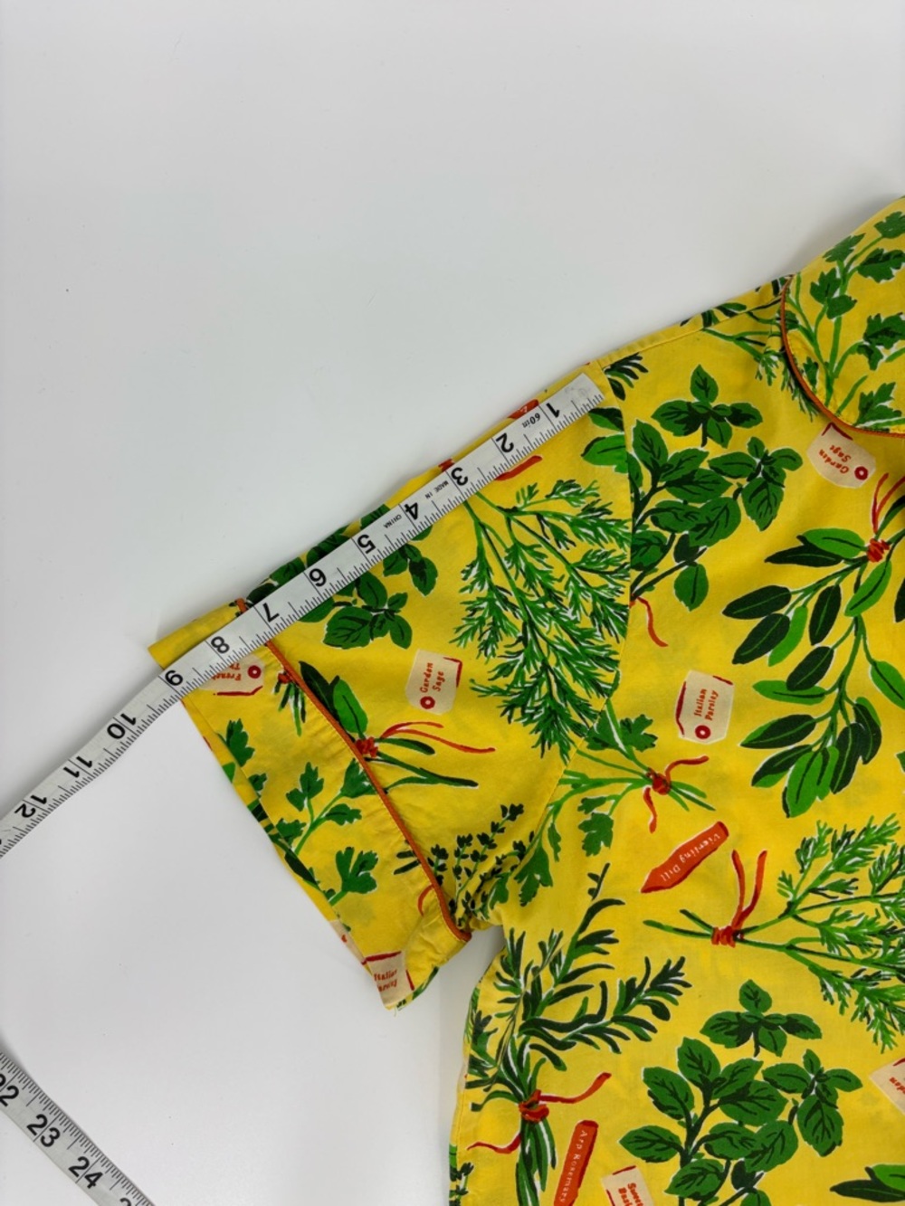 Print Fresh Short Pajama Set in Citrine Herb Garden - Picture 12 of 14